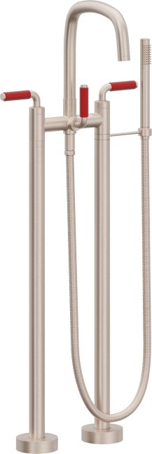 CALIFORNIA FAUCETS 0803-41-RD.18 San Elijo Tub Fillers Contemporary Floor Mount Tub Filler - Quad Arc Spout