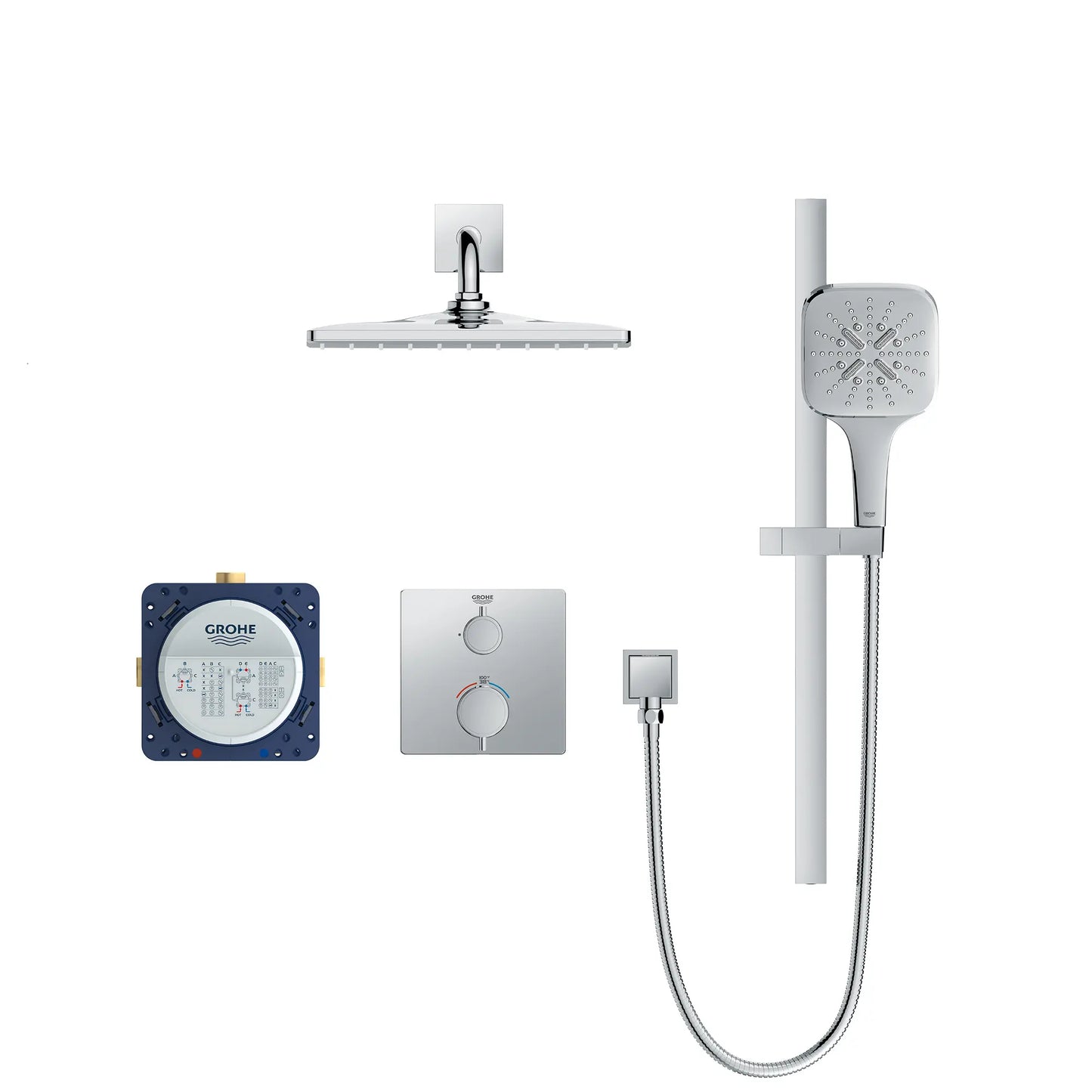 GROHE 1030690000 Rainshower Sq Two Handle Thm Shower Sys Ca