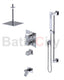 RUBINET 28RSQ Seven Temperature Control Shower with Two Way Diverter & Shut-Off with One Separate Volume Control, Hand Held Shower, Adjustable Slide Bar, Integral Supply, Wall Mount Bidet/Foot Rinse & Fixed Shower Head & Arm/ 8" Ceiling Mount-Trim Only