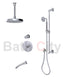 RUBINET 233HOR H2O Pressure Balance Tub & Shower with Three Way Diverter Shared Flow, 8" Ceiling Mount Shower Head & Arm, Tub Filler Spout, Hand Held Shower, Adjustable Slide Bar &Integral Supply (Trim Only)