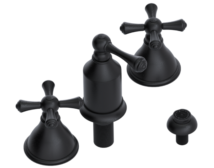 RUBINET 6CFMC Jasmin Bidet Fitting with Spray, Diverter, and Vacum Breaker (Less Drain)