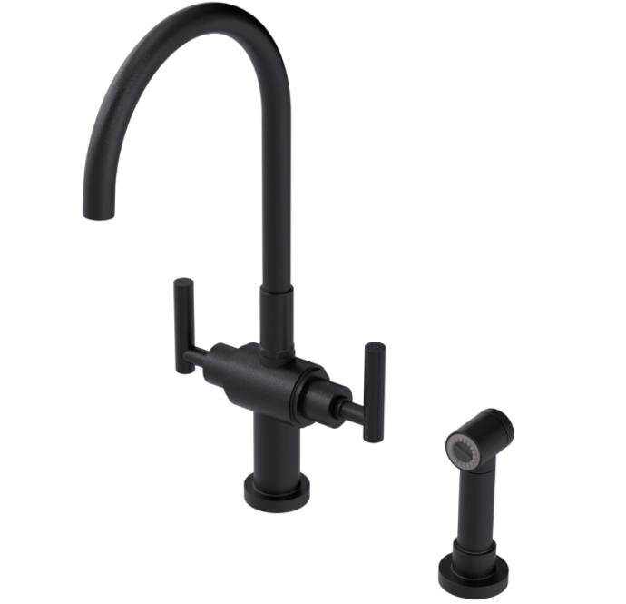 RUBINET 8DGLSL Genesis Two Handle Single Hole Kitchen Set with LaSalle Spout with Hand Spray