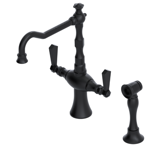 RUBINET 8DHXSL Hexis Two Handle Single Hole Kitchen Set with Hand Spray