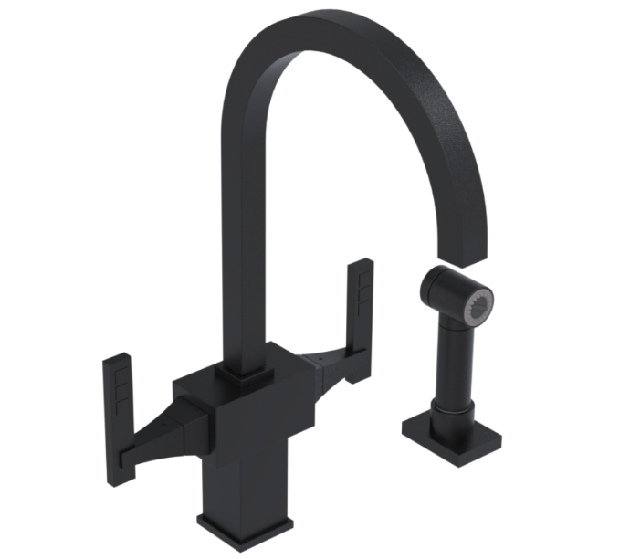 RUBINET 8DICSL Ice Two Handle Single Hole Kitchen Set with Hand Spray