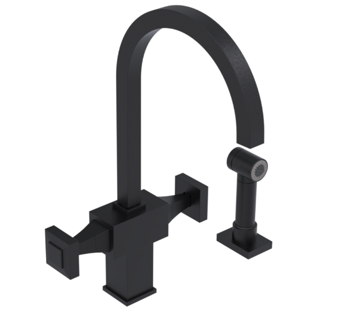 RUBINET 8DICSQ Ice Two Handle Single Hole Kitchen Set with Hand Spray