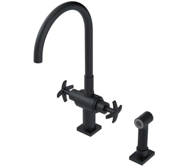 RUBINET 8DLASC LaSalle Two Handle Single Hole Kitchen Set with Hand Spray