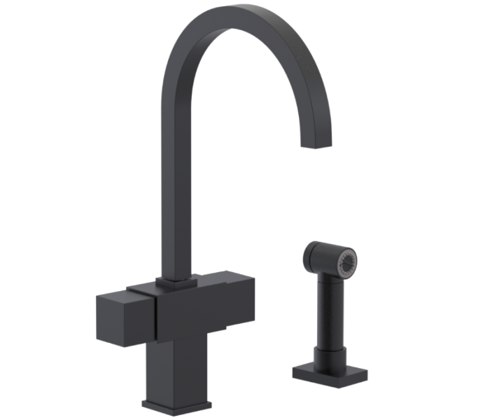 RUBINET 8DRSSQ Seven Two Handle Single Hole Kitchen Set with Hand Spray