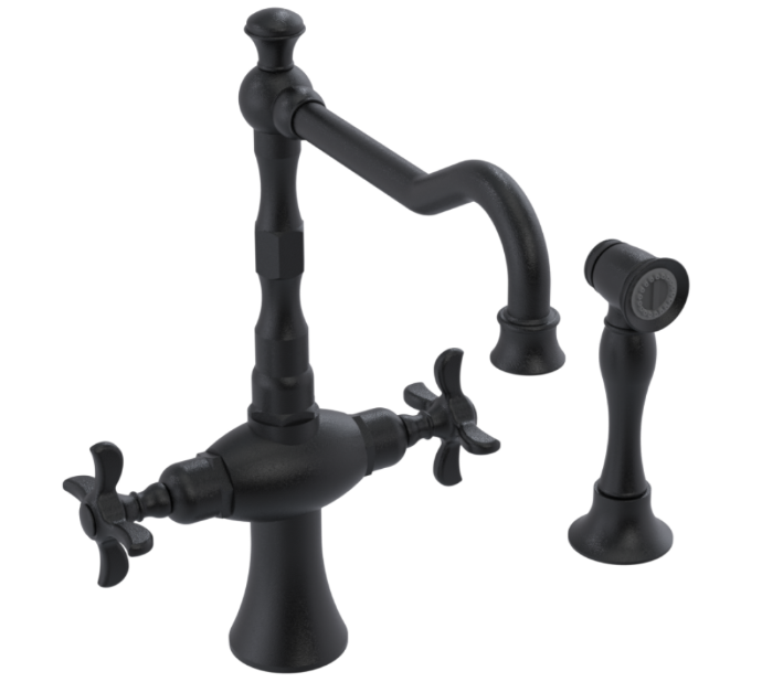 RUBINET 8DRVSC Raven Two Handle Single Hole Kitchen Set with Hand Spray