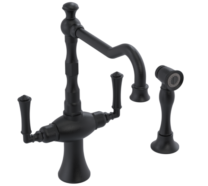 RUBINET 8DRVSL Raven Two Handle Single Hole Kitchen Set with Hand Spray