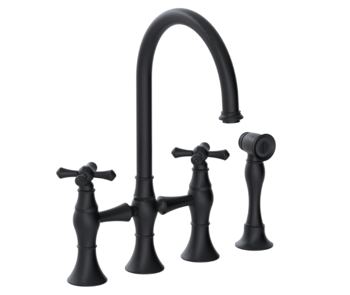RUBINET 8UFMC Jasmin Kitchen Bridge Faucet with Hand Spray