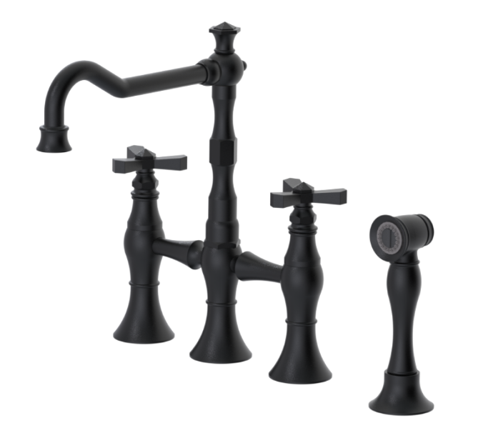 RUBINET 8UHXC Hexis Kitchen Bridge Faucet with Hand Spray