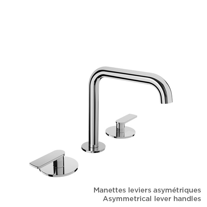 BARIL Air B80 B80-8002-1PL 8" C/C Lavatory Faucet (Without Handle), Drain Included - matte-white - Asymmetrical
