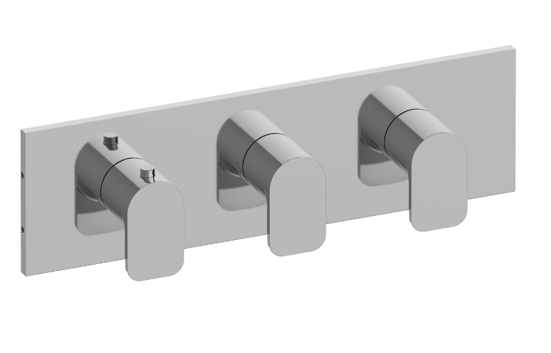 GRAFF Sento G-8057H-LM42E0-T Square M-Series Valve Trim with Three Handles (Horizontal Orientation)