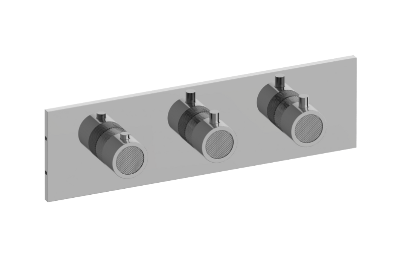 GRAFF Incanto G-8057H-RK0-T Square M-Series Valve Trim with Three Handles (Horizontal Orientation)