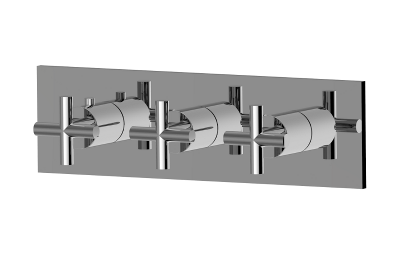 GRAFF M.E./Terra G-8057HH-C17E0-T Square M-Series Valve Trim with Three Handles (Horizontal Orientation)
