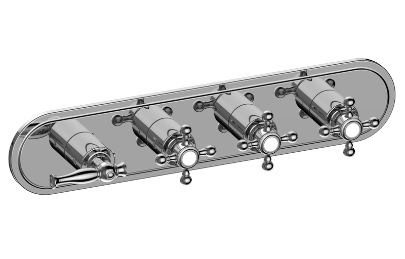 GRAFF Lauren G-8088H-LM22C2-T Traditional M-Series Valve Trim with Four Handles (Horizontal Orientation)