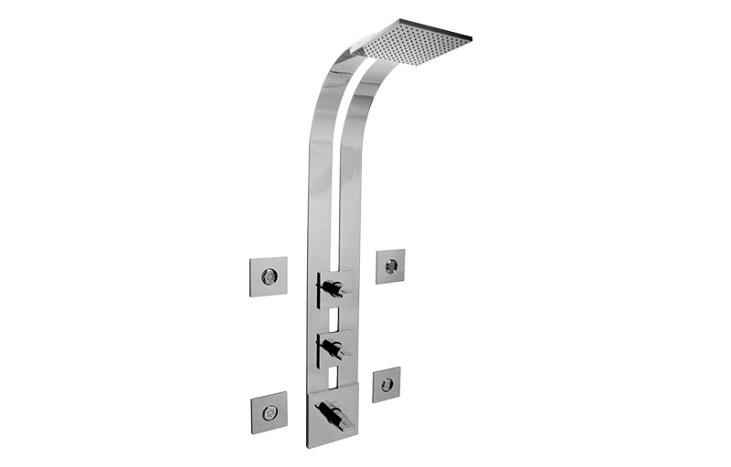 Graff Sade/Targa/Luna GE3.100A-C14S-T Square Thermostatic Ski Shower Set w/Body Sprays (Trim)