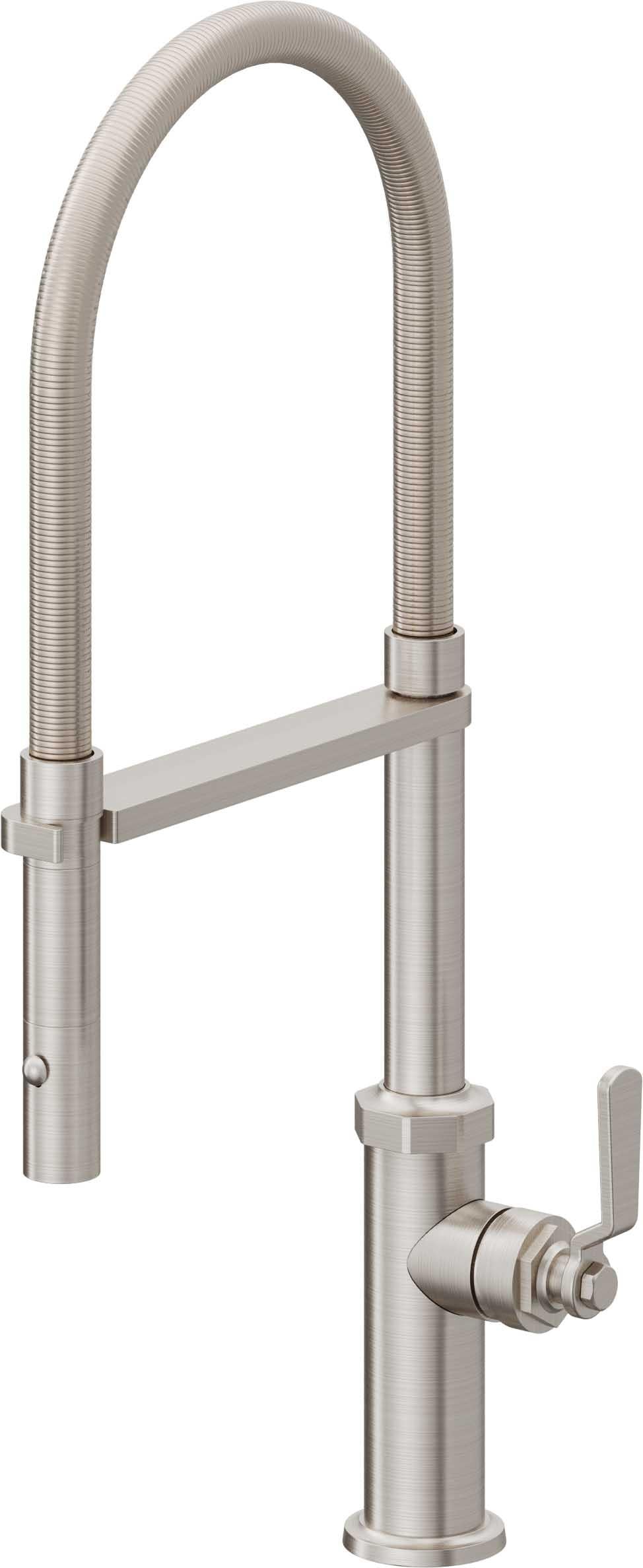 California Faucets Descanso Works K81-150-BL Industrial Culinary Pull-Out Kitchen Faucet with Button Sprayer