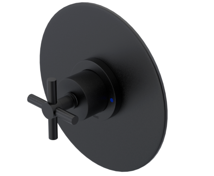 RUBINET 233GNL Genesis Pressure Balance Tub & Shower with Three Way Diverter Shared Flow, 8" Ceiling Mount Shower Head & Arm, Tub Filler Spout, Hand Held Shower, Adjustable Slide Bar & Integral Supply (Trim Only)