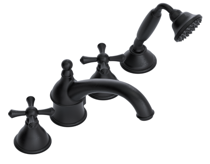 RUBINET 5HFML Jasmin Four Piece Roman Tub Filler with Hand Held Shower (Trim Only)