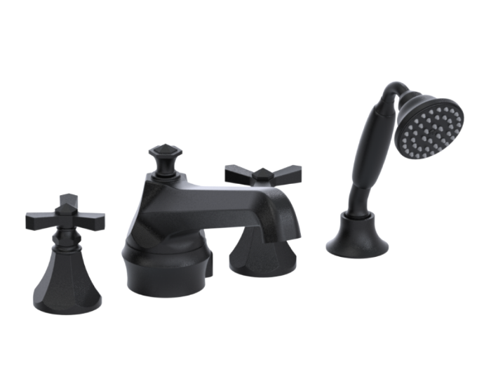 RUBINET 5HHXL Hexis Four Piece Roman Tub Filler with Hand Held Shower (Trim Only)