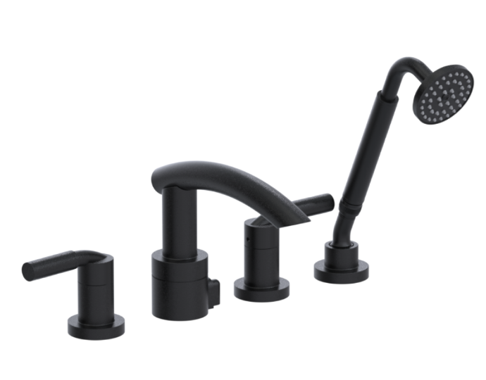 RUBINET 5HNVR Nouveau Four Piece Roman Tub Filler with Hand Held Shower (Trim Only)