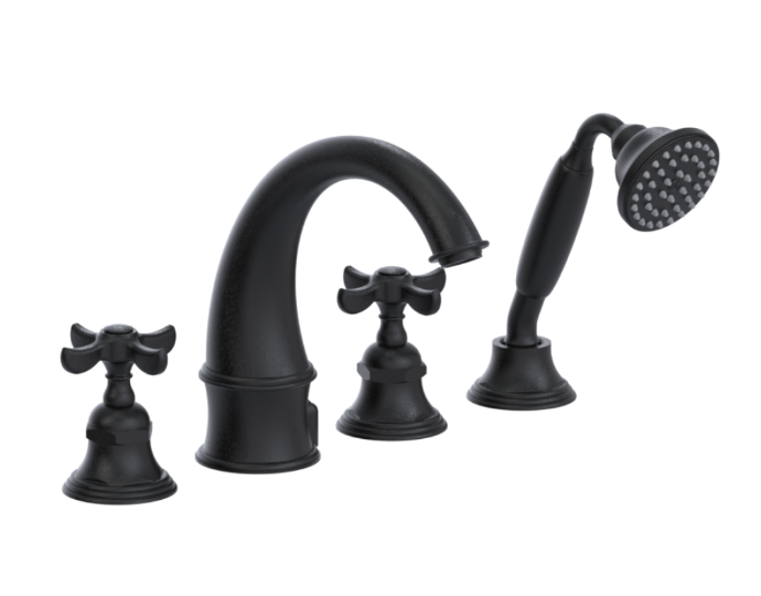 RUBINET 5HRVJL Raven Four Piece Roman Tub Filler with Hand Held Shower with Jasmin (Trim Only)