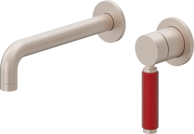 CALIFORNIA FAUCETS TO-V4101-7-RD Cayucos Single Handle Lavatory Wall Faucet Trim Only - Red Handle