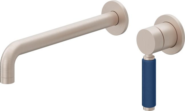 CALIFORNIA FAUCETS TO-V4101-9-BP Cayucos Single Handle Lavatory Wall Faucet Trim Only - Blue Porcelain Handle