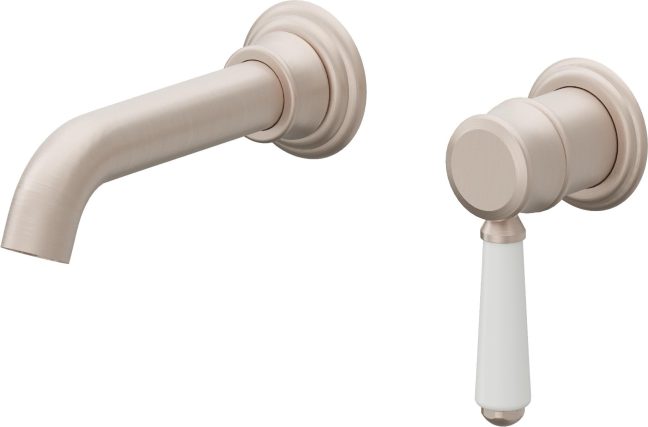 CALIFORNIA FAUCETS TO-V5601-7-WP Coronado Single Handle Lavatory Wall Faucet Trim Only - White Porcelain Handle