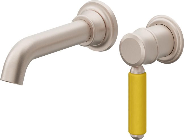 CALIFORNIA FAUCETS TO-V6001-7-YP Del Mar Single Handle Lavatory Wall Faucet Trim Only - Yellow Porcelain Handle