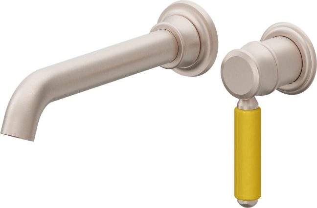 CALIFORNIA FAUCETS TO-V6001-9-YP Del Mar Single Handle Lavatory Wall Faucet Trim Only - Yellow Porcelain Handle