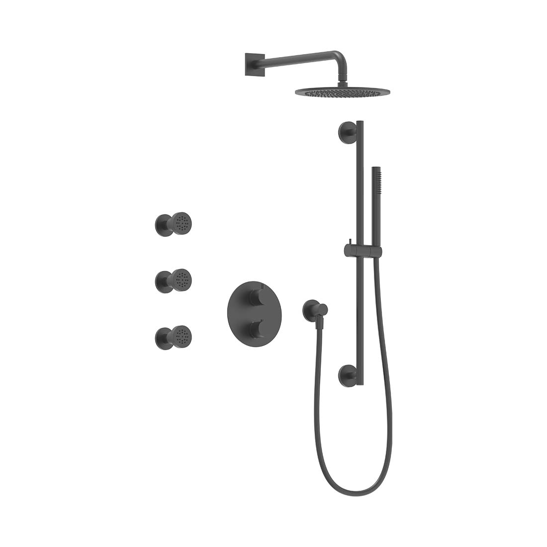 AQUALEM TSKT3133A Universal 3-Way RD Thermostatic Shower Trim Set, 3 ADJ Body Sprays (REQ.:HW2300.RI)