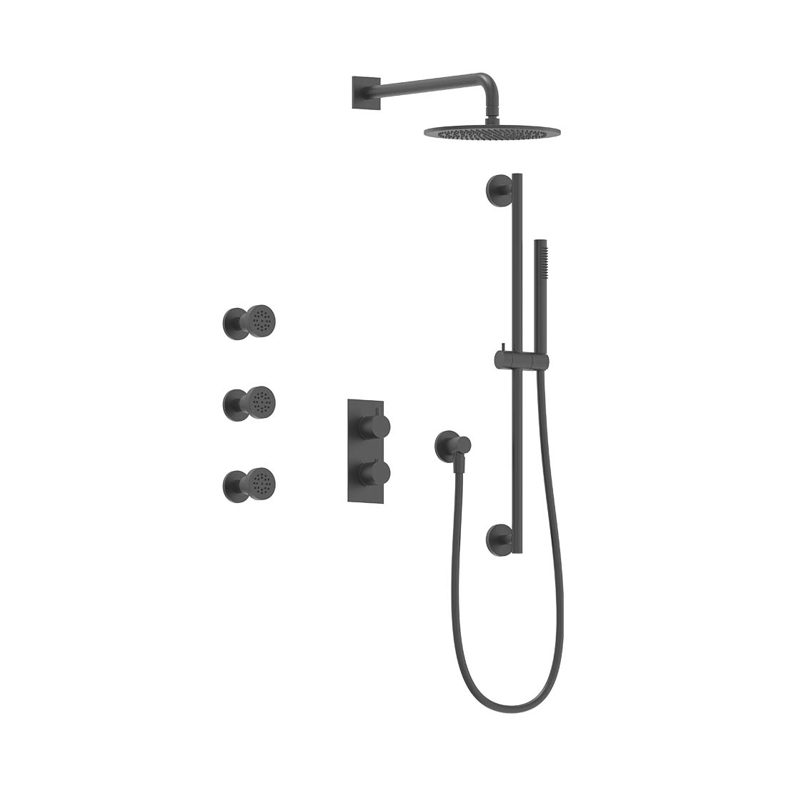 AQUALEM TSKT3153A Universal 3-Way RD Thermostatic Shower Trim Set, 3 ADJ Body Sprays (REQ.:HW2300.RI)
