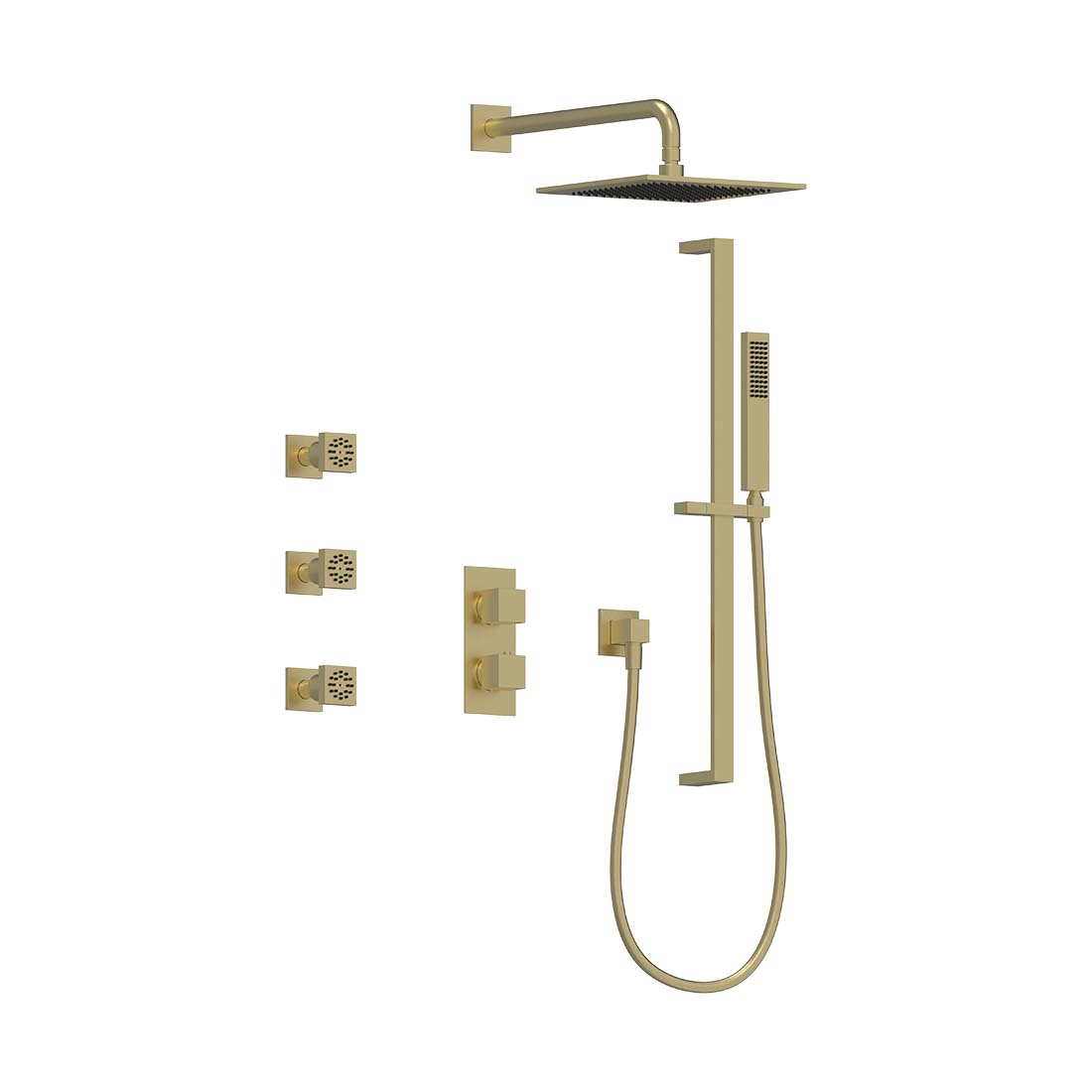 AQUALEM TSKT3233A Universal 3-Way SQ Thermostatic Shower Trim Set, 3 ADJ Body Sprays (REQ.:HW2300.RI)