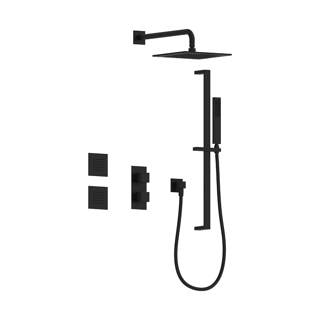 AQUALEM TSKT3253 Universal 3-Way SQ Thermostatic Shower Trim Set, 2 Body Sprays (REQ.:HW2300.RI)