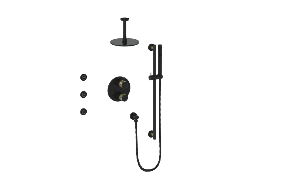 VOGT SET.DA.320.816 Drava 3-Way TH Shower Kit with Body Jets and 6" Ceiling Arm