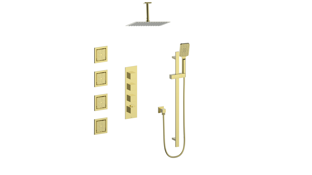 VOGT SET.KG.350.936 Kapfenberg 3/4" High-Flow TH Shower Kit with Body Jets and 6" Ceiling Arm