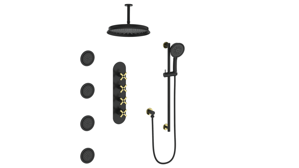 VOGT SET.Z1.350.936 Zehn 3/4" High-Flow TH Shower Kit with Body Jets and 6" Ceiling Arm