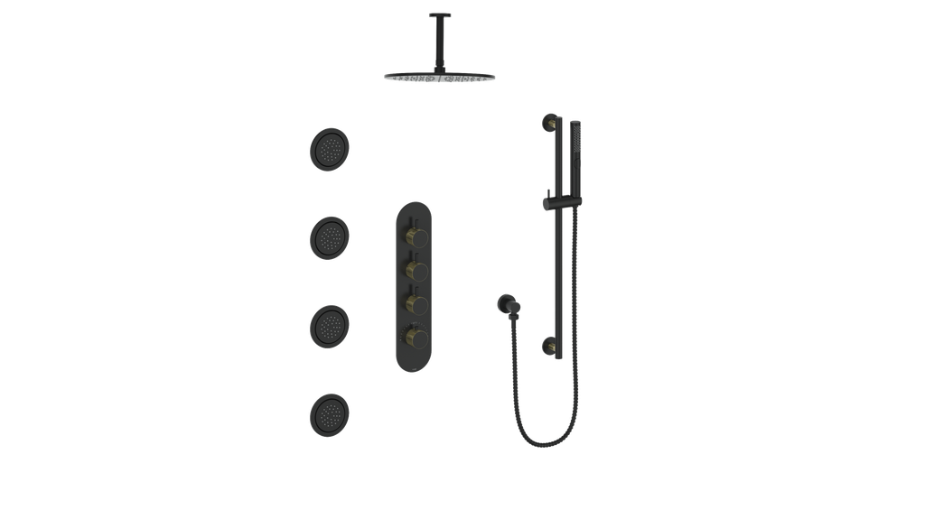 VOGT SET.DA.350.936 Drava 3-Way TH Shower Kit with Body Jets and 6" Ceiling Arm