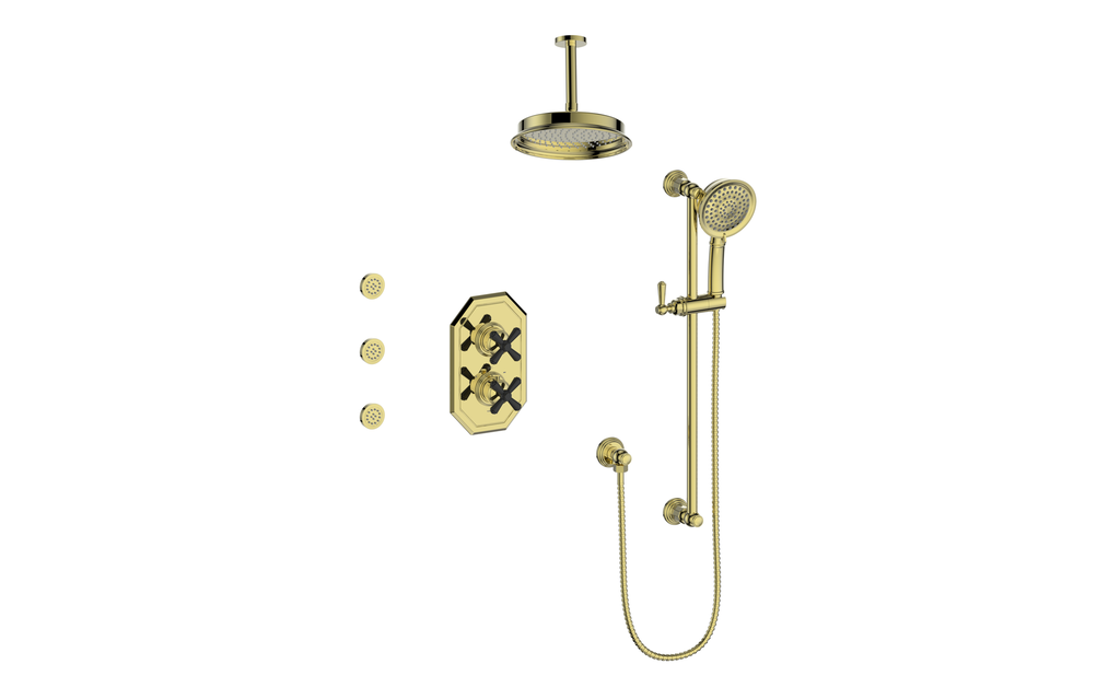 VOGT SET.C1.320.816 Carinthia 3-Way TH Shower Kit with Body Jets and 6" Ceiling Arm