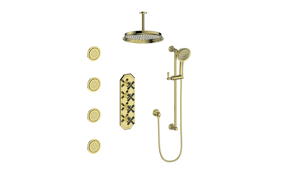 VOGT SET.C1.350.936 Carinthia 3/4" High-Flow TH Shower Kit with Body Jets and 6" Ceiling Arm