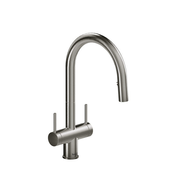 RIOBEL AZ801 Azure Two Handle Pull-Down Kitchen Faucet With C-Spout
