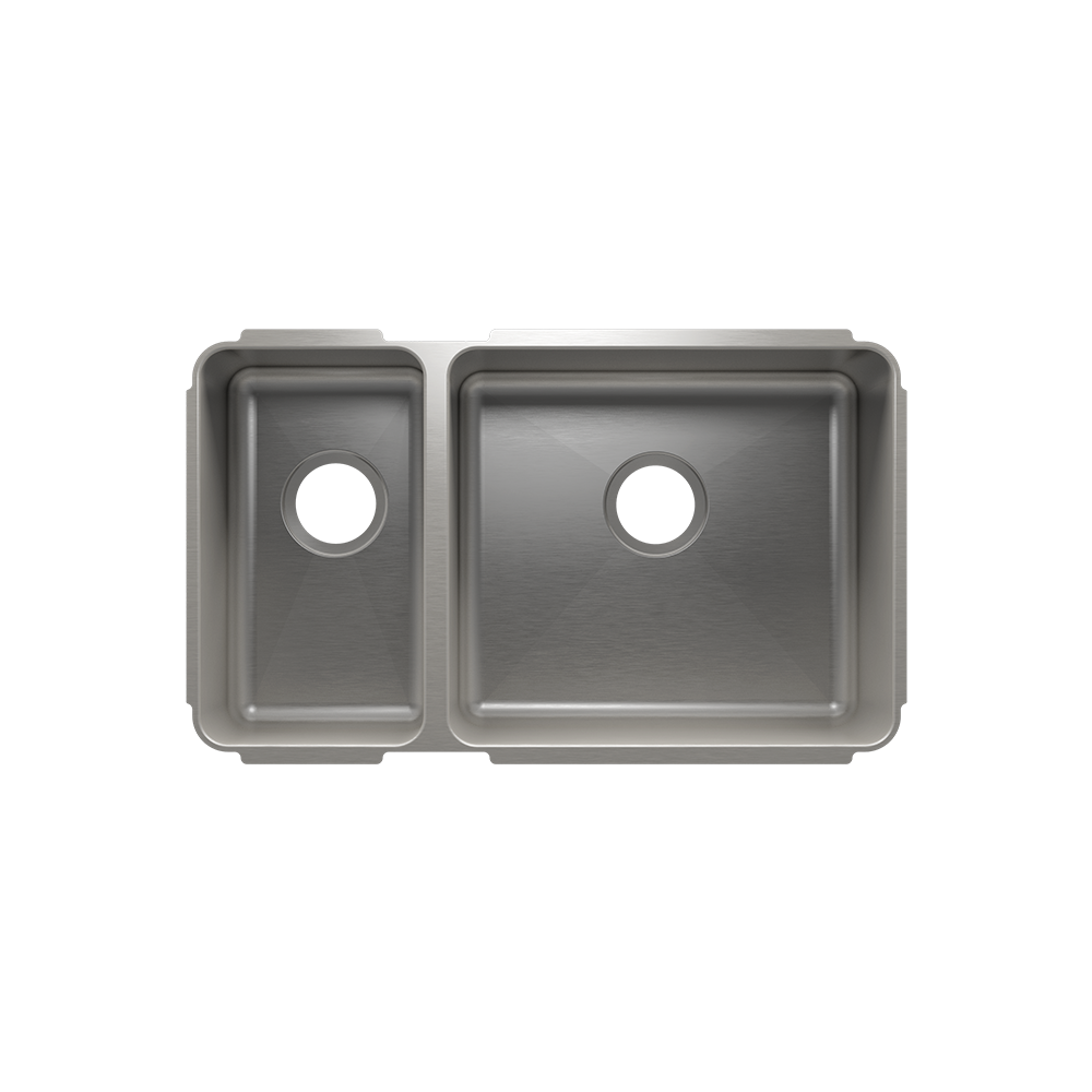 HOME REFINEMENTS 003246 Undermount Classic Double Bowl Kitchen Sink, L9"X16"X8" R18"X16"X10"