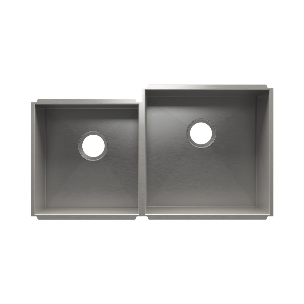 HOME REFINEMENTS 003641 Undermount Urbanedge Double Bowl Kitchen Sink, L15"X16"X8" R18"X18"X10"