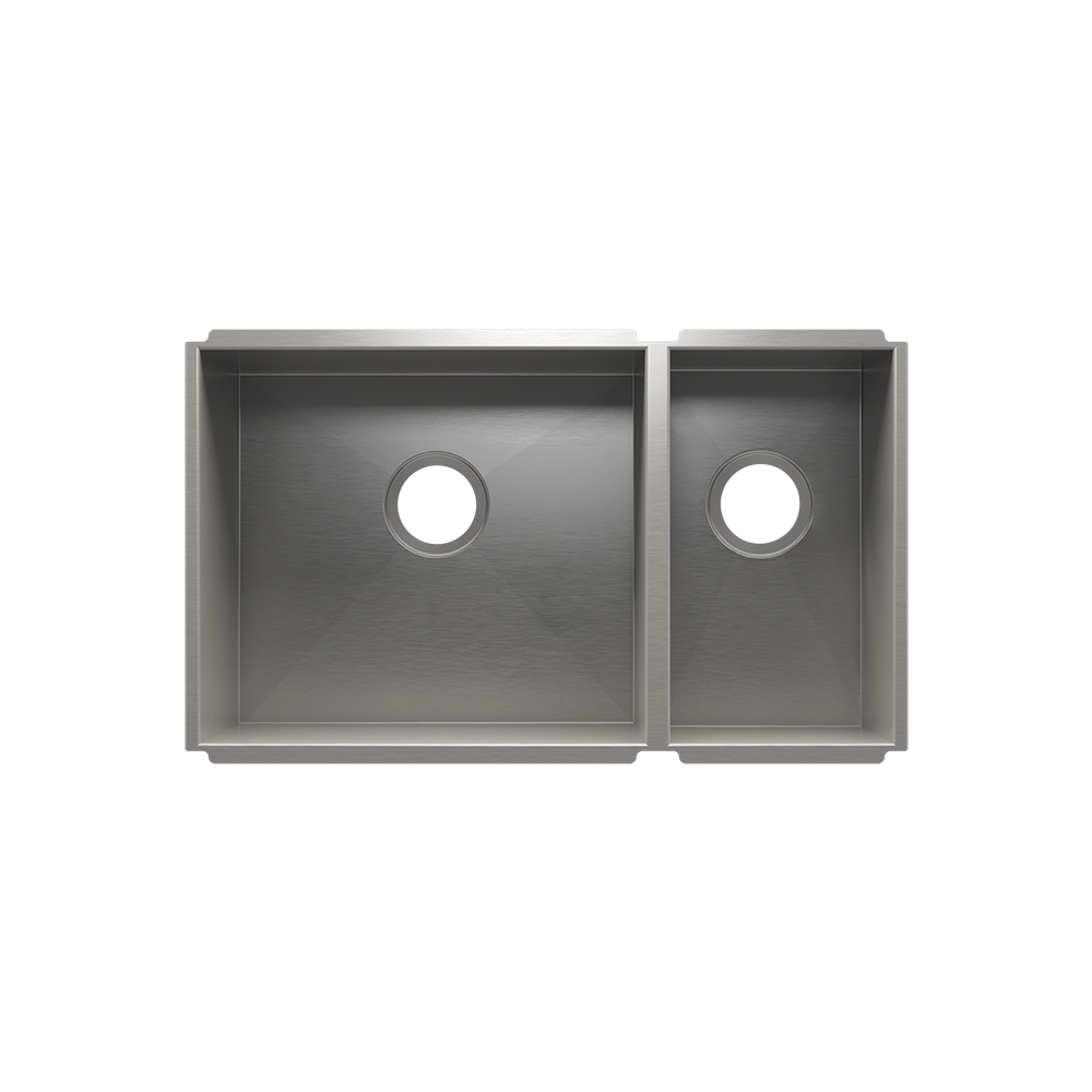 HOME REFINEMENTS 003659 Undermount Urbanedge Double Bowl Kitchen Sink, L18"X16"X10" R9"X16"X8"