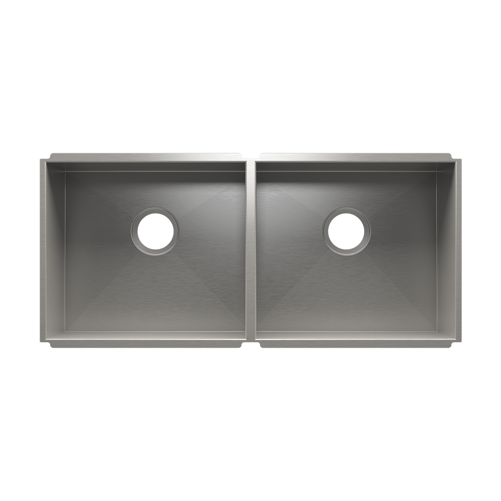 HOME REFINEMENTS 003682 Undermount Urbanedge Double Bowl Kitchen Sink, L18"X16"X8" R18"X16"X8"