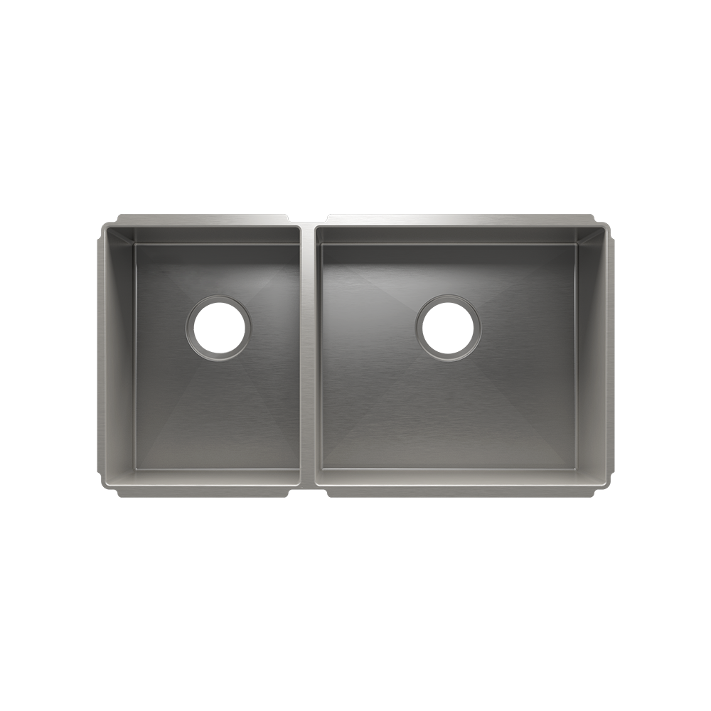 HOME REFINEMENTS 003936 Undermount J7 Double Bowl Kitchen Sink, L12"X16"X8" R18"X16"X8"