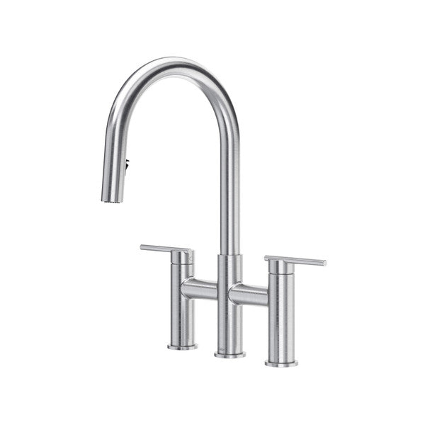 RIOBEL LT400 Lateral Bridge Pull-Down Kitchen Faucet With C-Spout