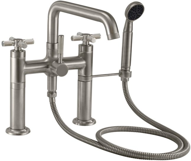 CALIFORNIA FAUCETS 0908-30XK.20 Descanso Tub Fillers Industrial Deck Mount Tub Filler - Low Quad Spout